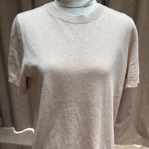 Theory Cashmere Short Sleeve Luxe Knit-Taupe/Oatmeal-NWT - Picture 1 of 5